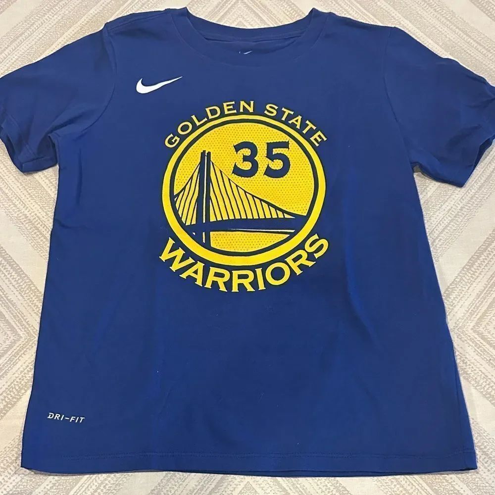 Nike Kids Blue Dri-Fit Golden State Warriors #35 Kevin Durant Tee Size Small